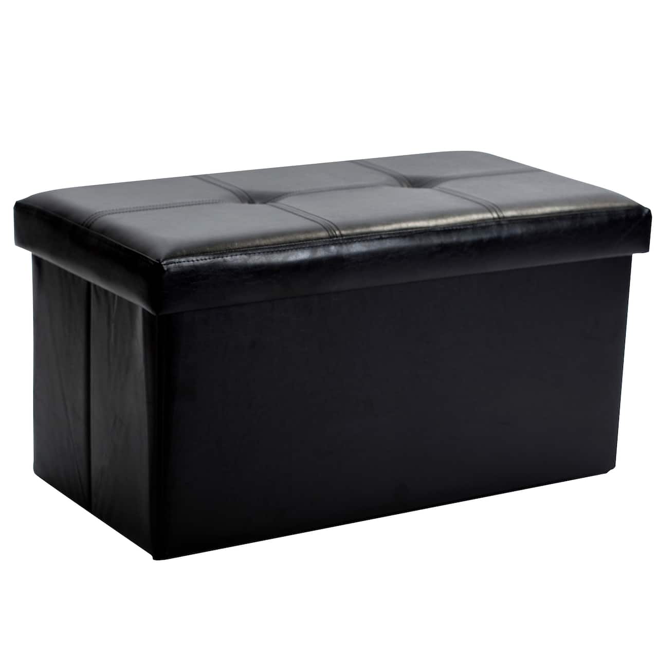 Simplify Faux Leather Double Folding Storage Ottoman